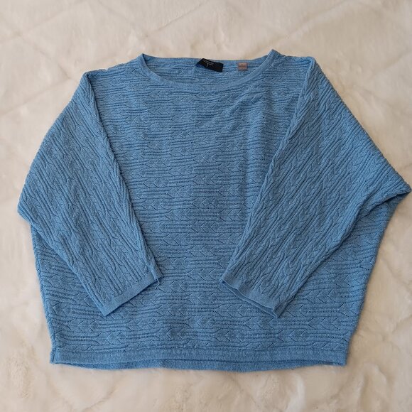 Tahari Cropped 3 Quarter Dolman Sleeve Sweater - Picture 1 of 15